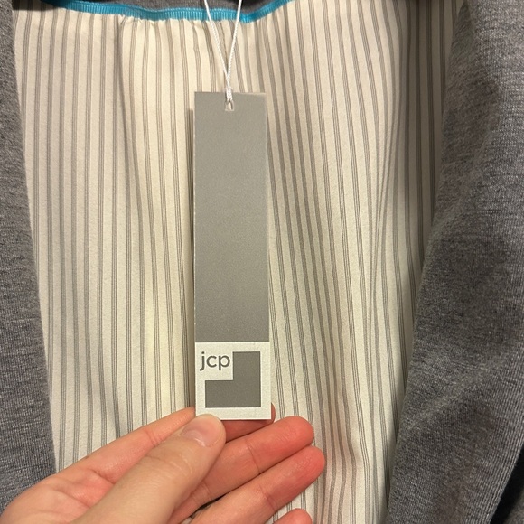 JCP Striped Cuff Boyfriend Blazer in Charcoal Grey (L) #BusinessCasual - Picture 3 of 10